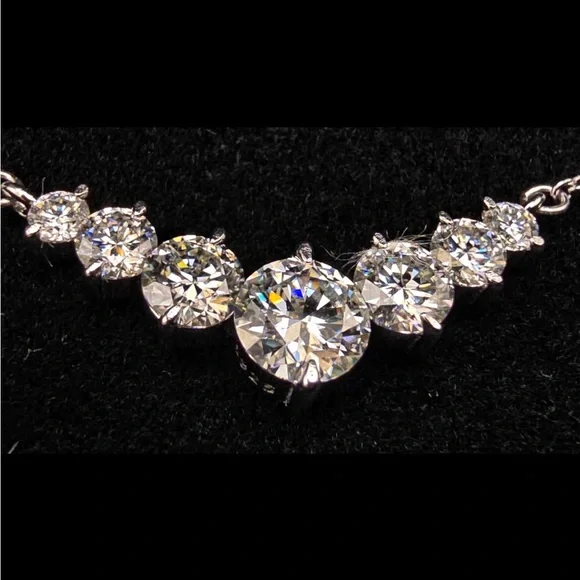 2.8CT Moissanite Curve Necklace D Color VVS Sterling Silver Seven Stone Pendant